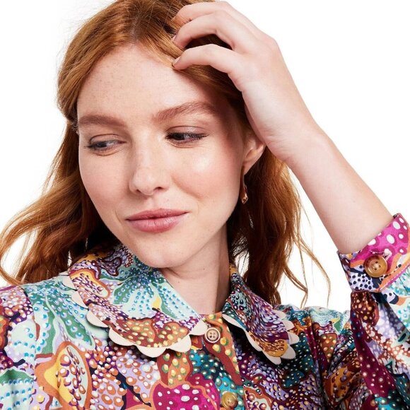 Kika Vargas Women's Size XXS Anemone Multi Bright Color Print Mini Shirt Dress - Picture 6 of 9